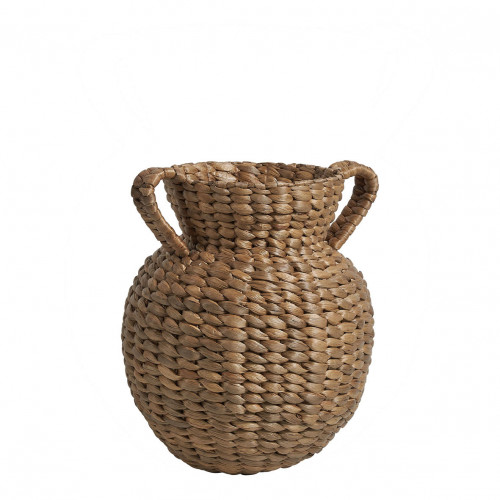 Blanc D'ivoire Vase Amphore Décorative OASIS En Osier - Petit Modèle - H. 26 Cm