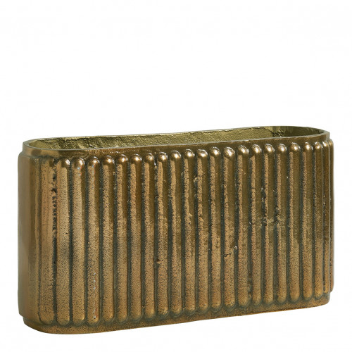 Blanc D'ivoire Vase ARÈS En Métal Finition Laiton Vieilli - Grand Modèle - H. 18 Cm