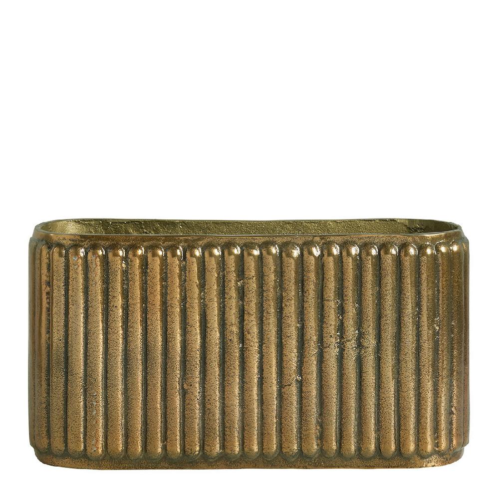 blanc d'ivoire Vase ARÈS en métal finition laiton vieilli - Grand modèle - H. 18 cm