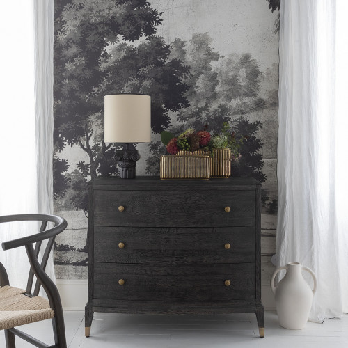 Blanc D'ivoire Vase ARÈS En Métal Finition Laiton Vieilli - Petit Modèle - H. 14 5 Cm