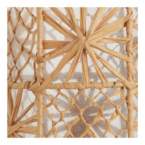 Blanc D'ivoire Vase Bonbonne GARANCE En Verre Et Raphia - Moyen Modèle - H. 26 Cm