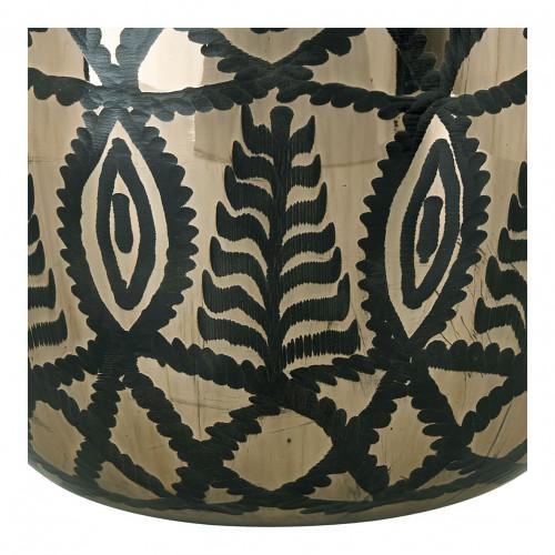 Blanc D'ivoire Vase Bonbonne HÉRA En Verre Givré - Doré - ø 34 X 51 Cm