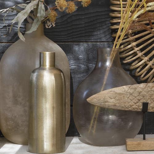 Blanc D'ivoire Vase Bonbonne JEANNE En Verre Givré Rose - Grand Modèle - H. 45 Cm