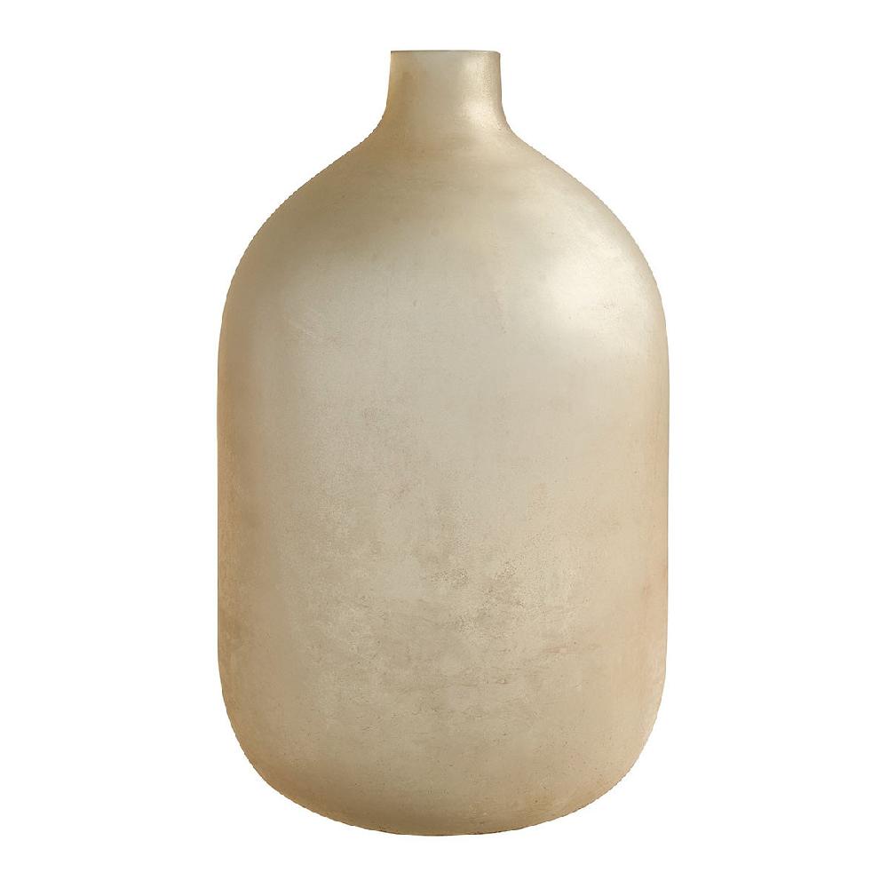 blanc d'ivoire Vase bonbonne JEANNE en verre givré rose - Grand modèle - H. 45 cm