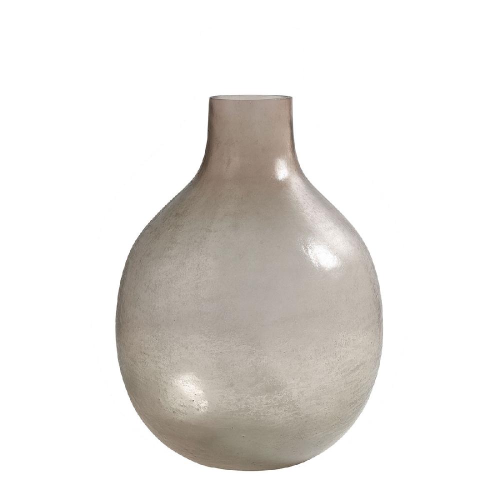 blanc d'ivoire Vase bonbonne JEANNE en verre givré rose - Petit modèle - H. 37 cm