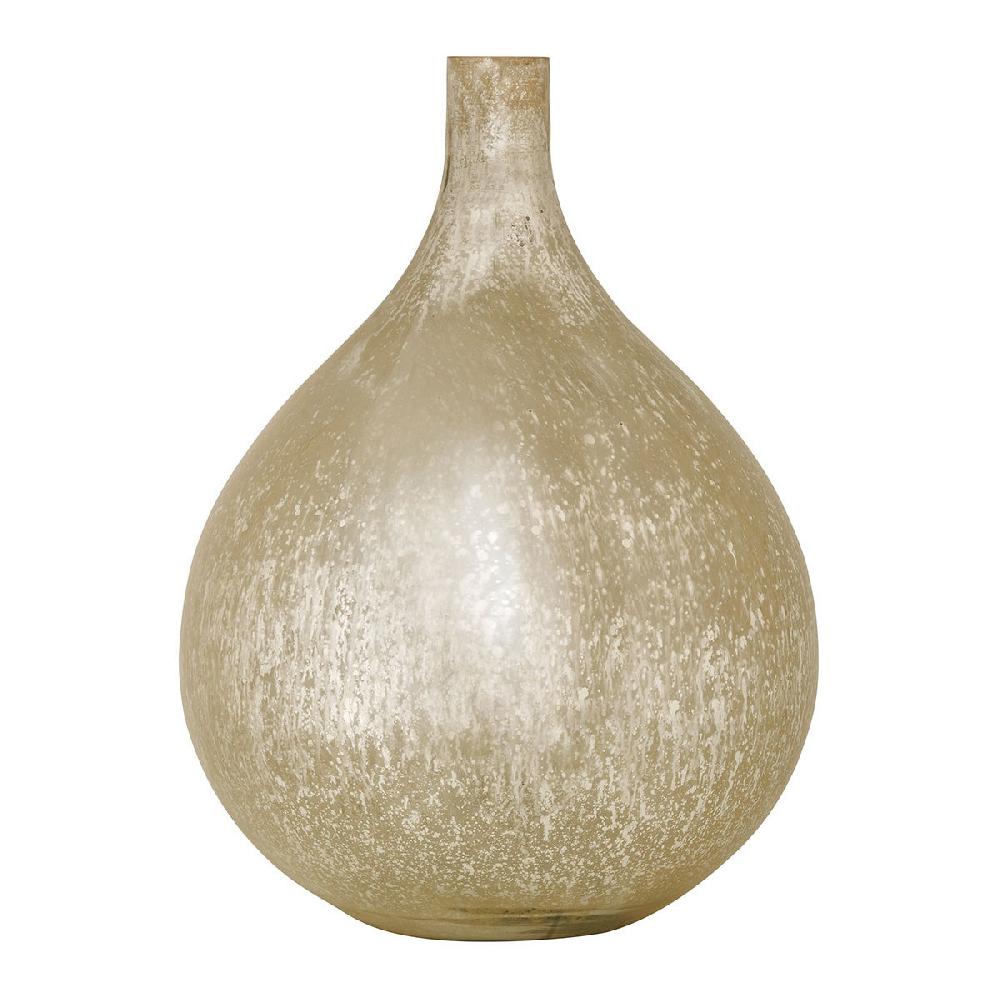 blanc d'ivoire Vase bonbonne JEANNE en verre mercurisé doré
