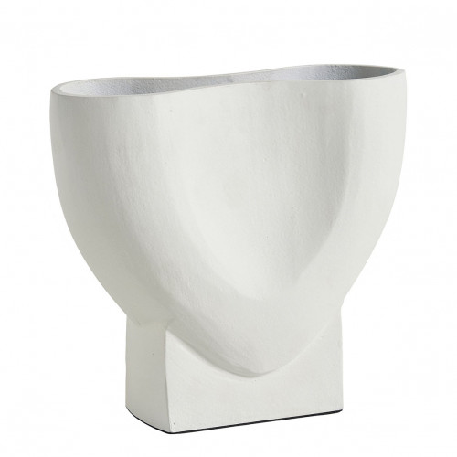 Blanc D'ivoire Vase CÉLESTE En Métal Blanc - Petit Modèle - H. 21 Cm