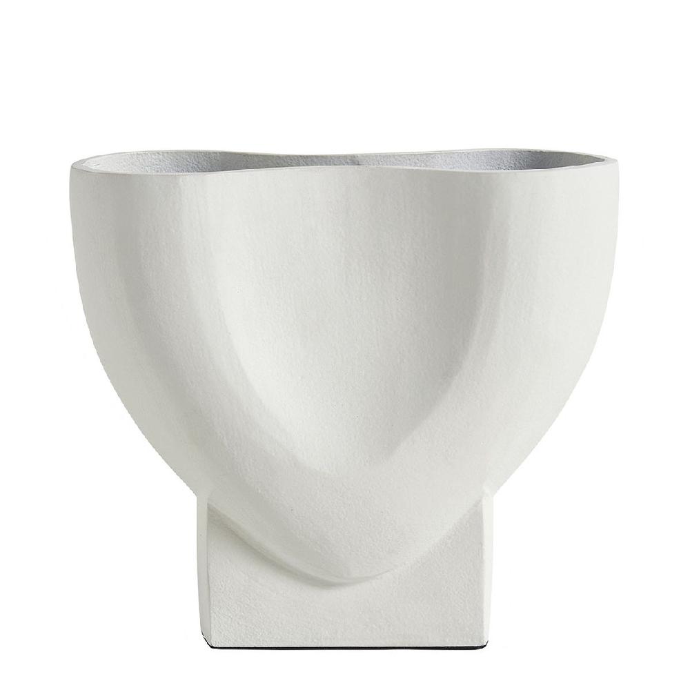 blanc d'ivoire Vase CÉLESTE en métal blanc - Petit modèle - H. 21 cm