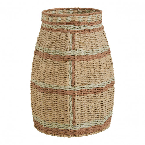 Blanc D'ivoire Vase Décoratif HOKA En Corde De Papier - Bronze Et Vert D'eau - H. 40 Cm