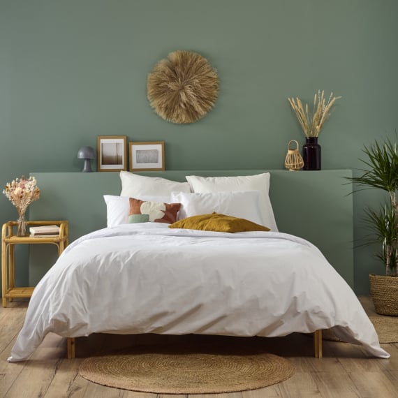 Bleu Calin Housse De Couette Percale - Blanc