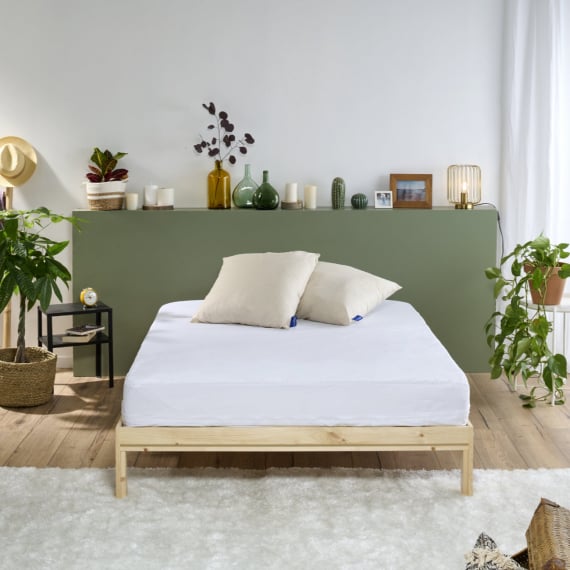 bleu calin L'Oreiller en Coton Lin thermorégulateur