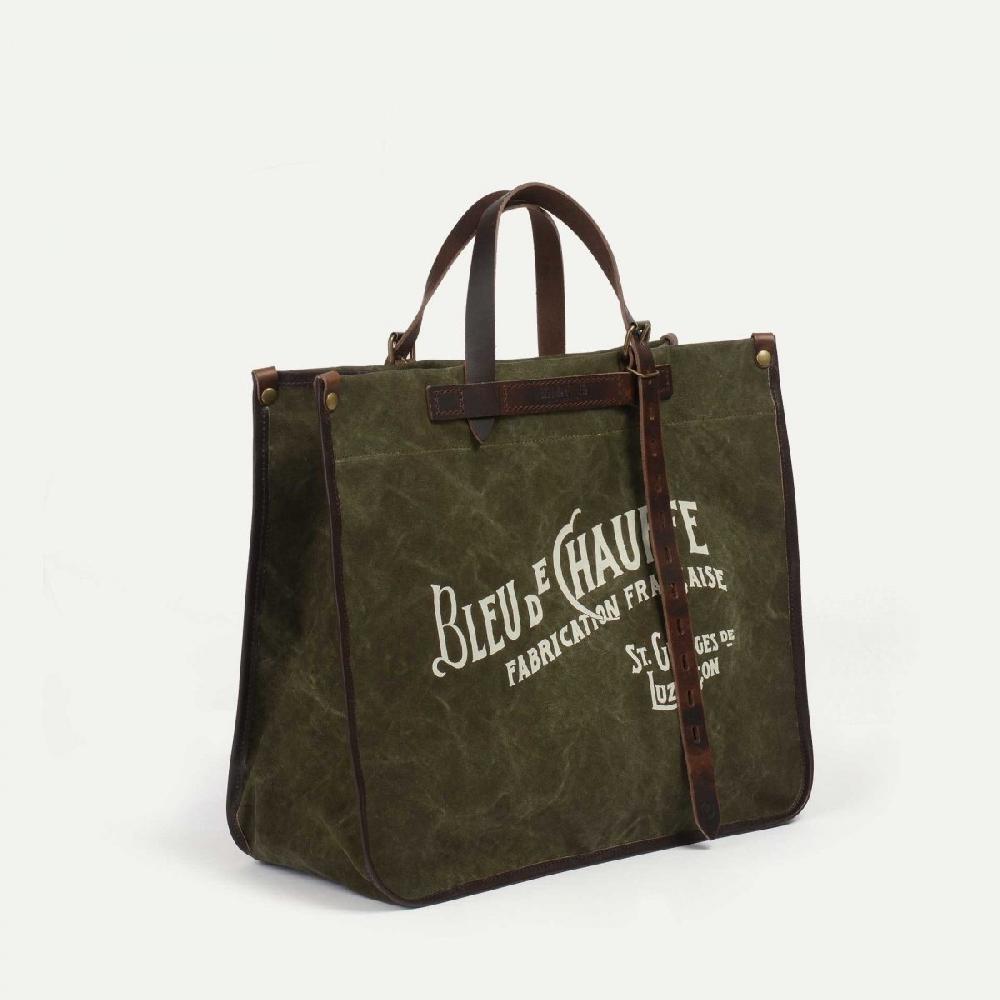 Bleu De Chauffe Cabas BAZAR - Kaki Foncé - Sac Cabas Fabriqué En France