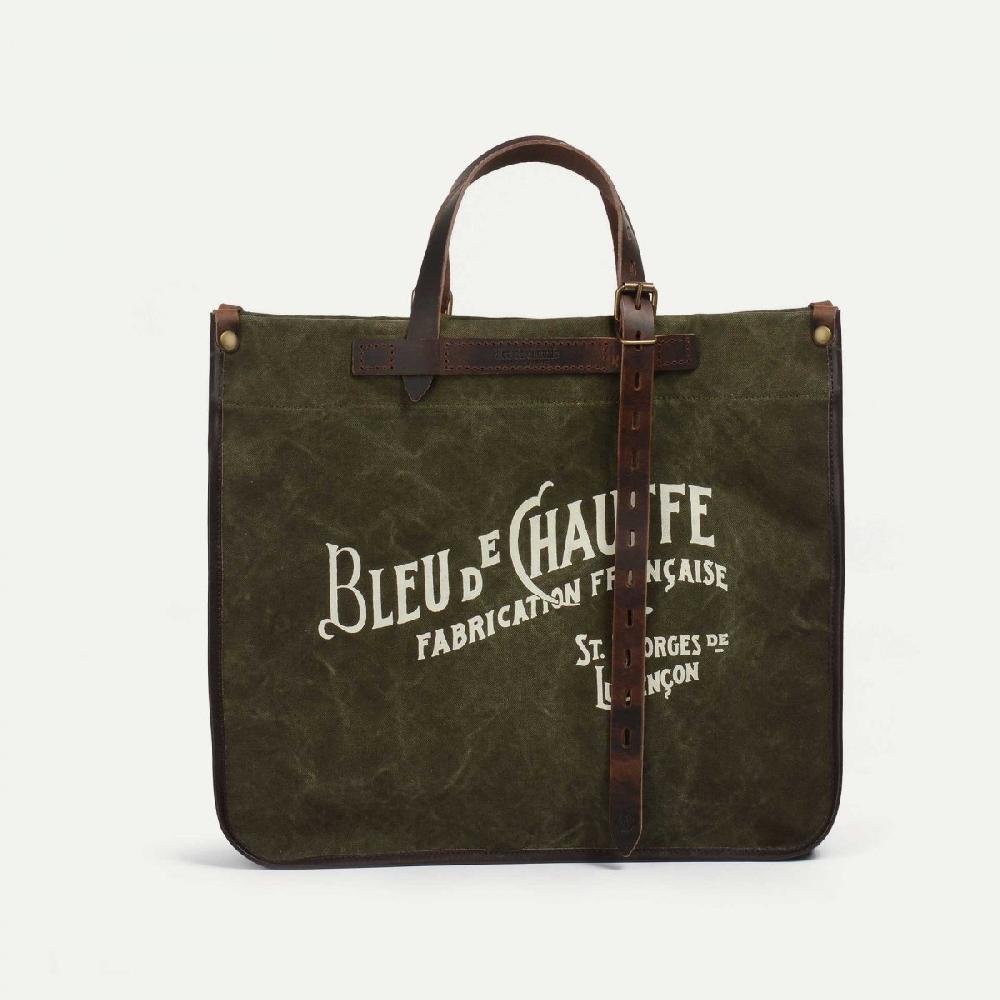 bleu de chauffe Cabas BAZAR - Kaki Foncé - Sac cabas fabriqué en France