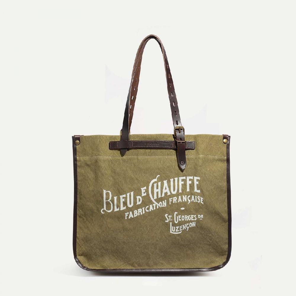 Bleu De Chauffe Cabas BAZAR - Kaki Stonewashed - Sac Artisanal