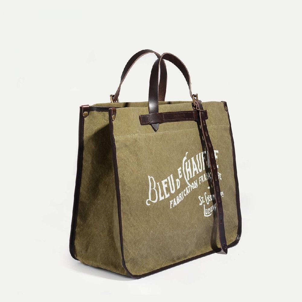 Bleu De Chauffe Cabas BAZAR - Kaki Stonewashed - Sac Artisanal