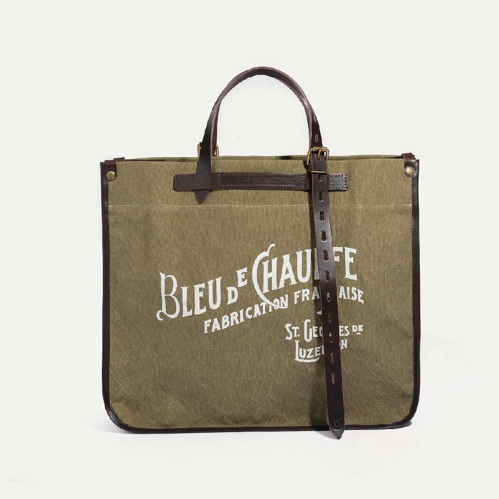 bleu de chauffe Cabas BAZAR - kaki stonewashed - Sac artisanal