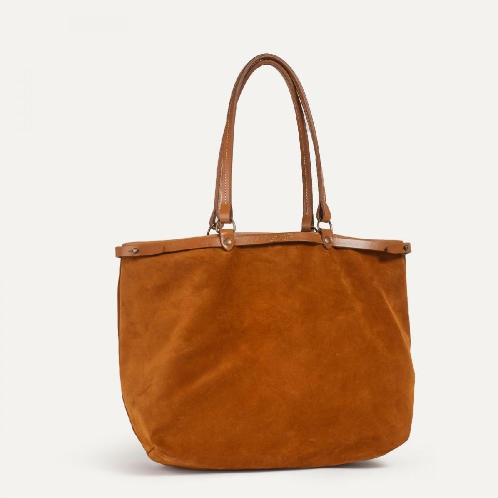 Bleu De Chauffe Cabas Cuir Femme Adèle - Ocre - Cabas Cuir Souple Made In France