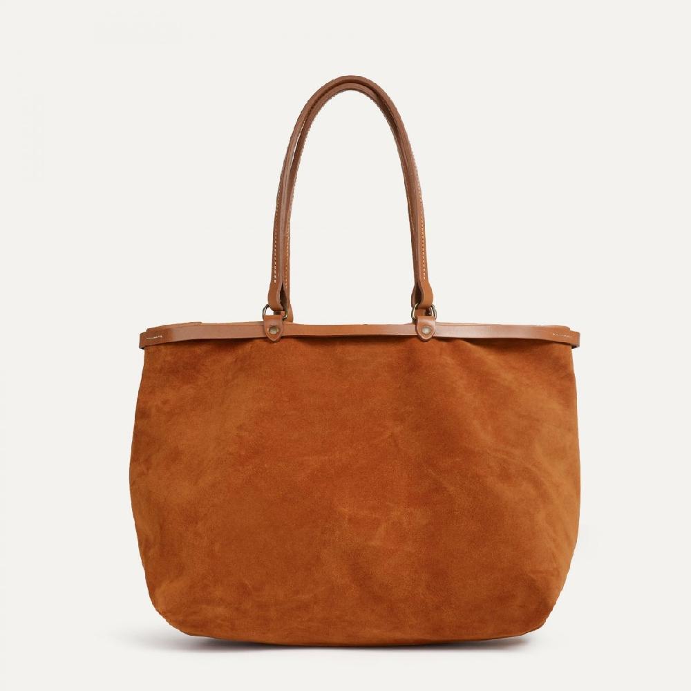 Bleu De Chauffe Cabas Cuir Femme Adèle - Ocre - Cabas Cuir Souple Made In France