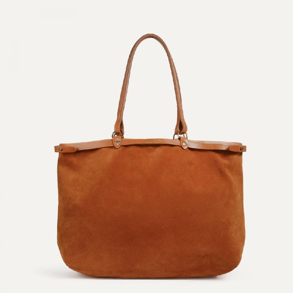 bleu de chauffe Cabas cuir femme Adèle - Ocre - Cabas cuir souple Made in France