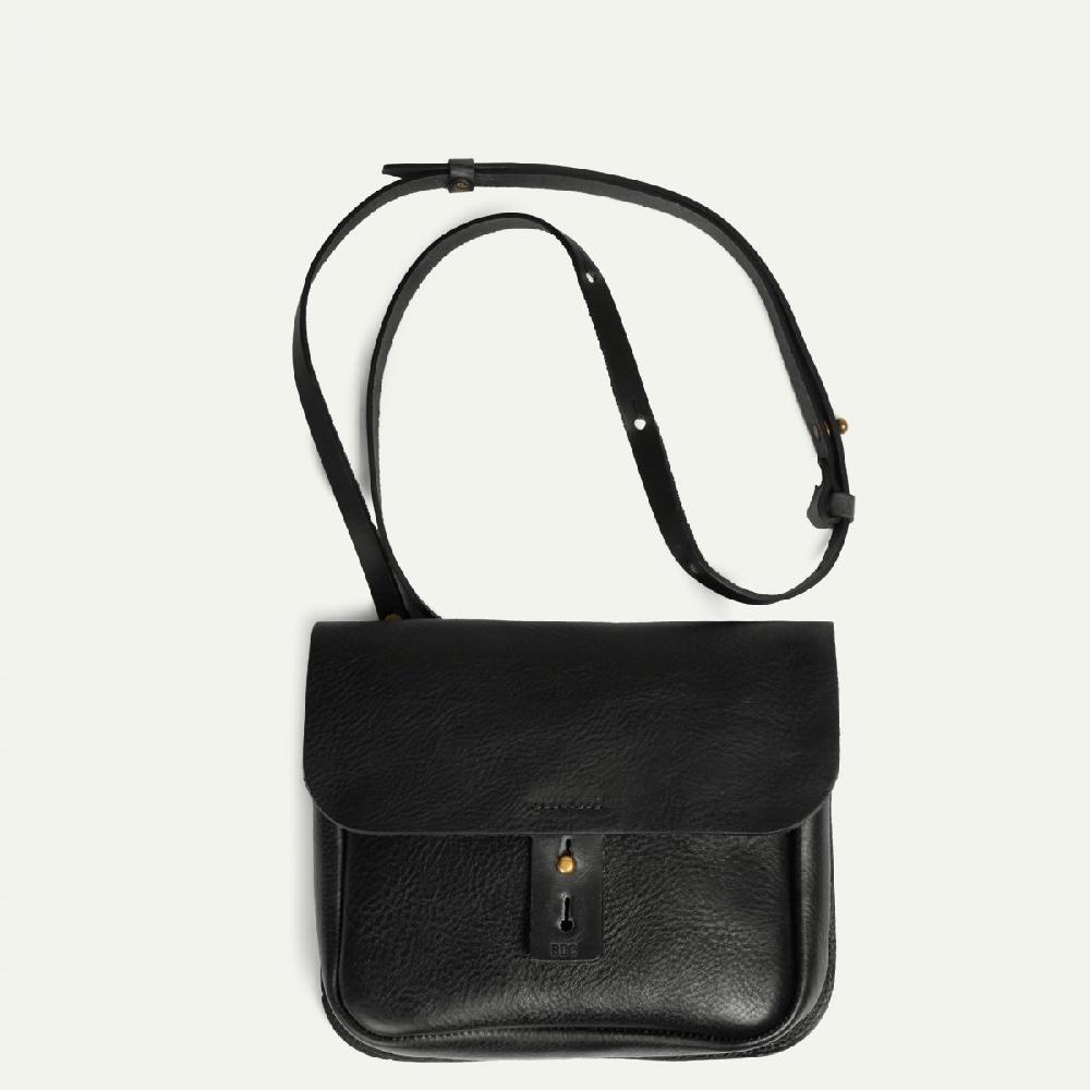 bleu de chauffe Cartouchière Cartouche - Noir - sac besace cuir homme femme - Made in France