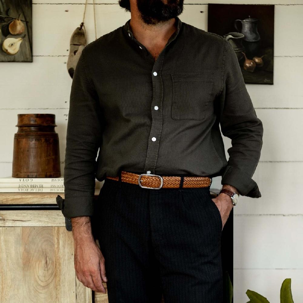 Bleu De Chauffe Ceinture Cuir Homme Cliquet - Pain Brûlé - Accessoire Made In France