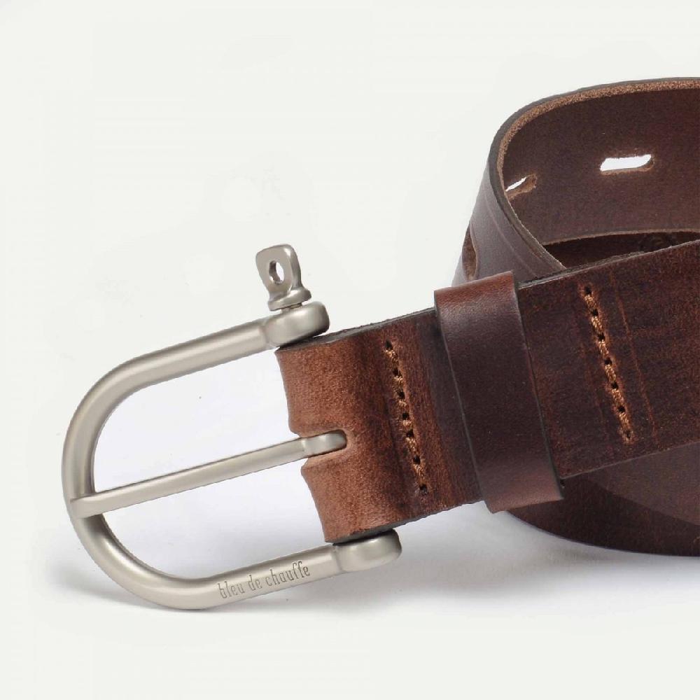 Bleu De Chauffe Ceinture Cuir Tanné Végétal - Fabrication Française - Manille