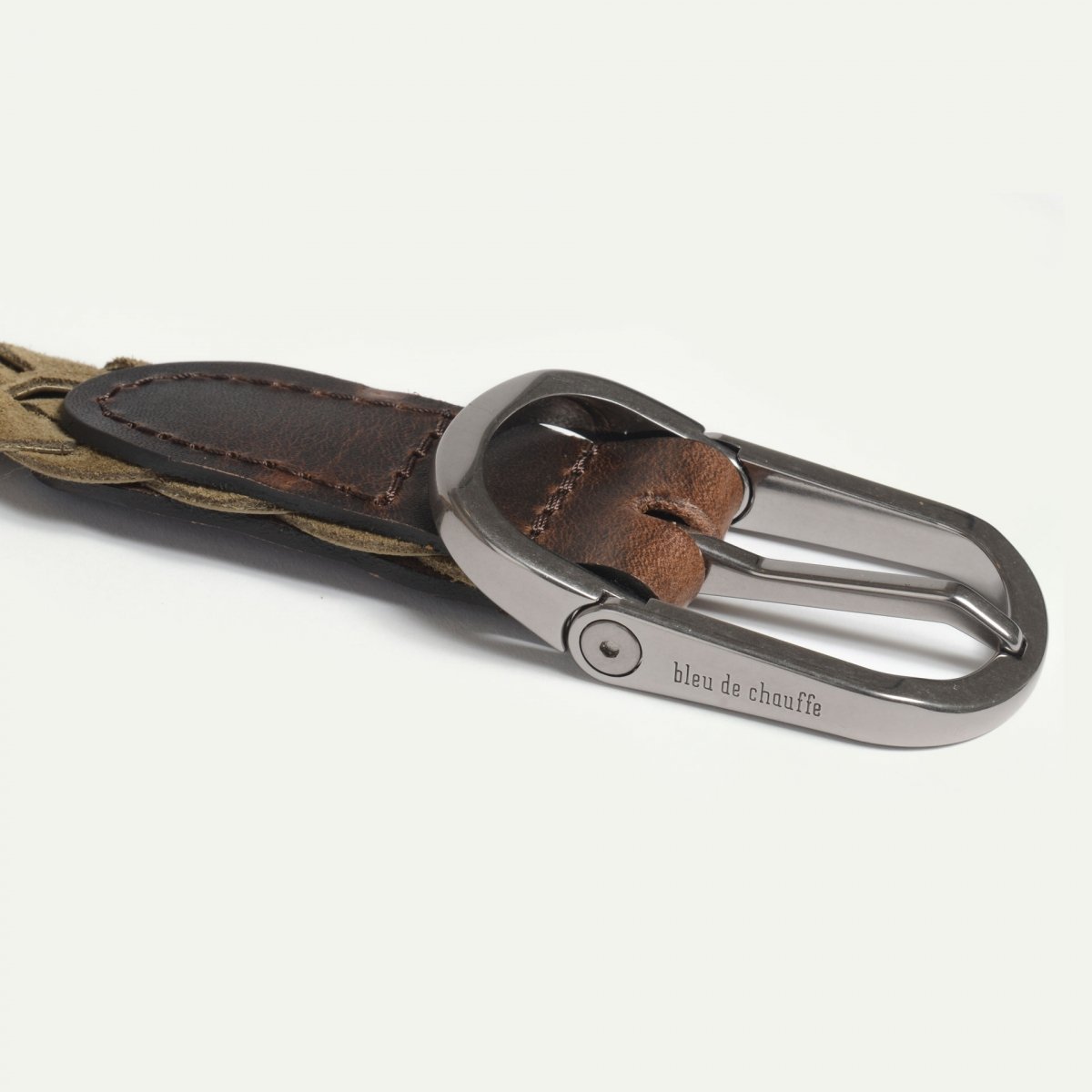 Bleu De Chauffe Ceinture En Cuir Pour Homme - "Cliquet" Cuir Tressée - Kaki Suédé - Bleu De Chauffe