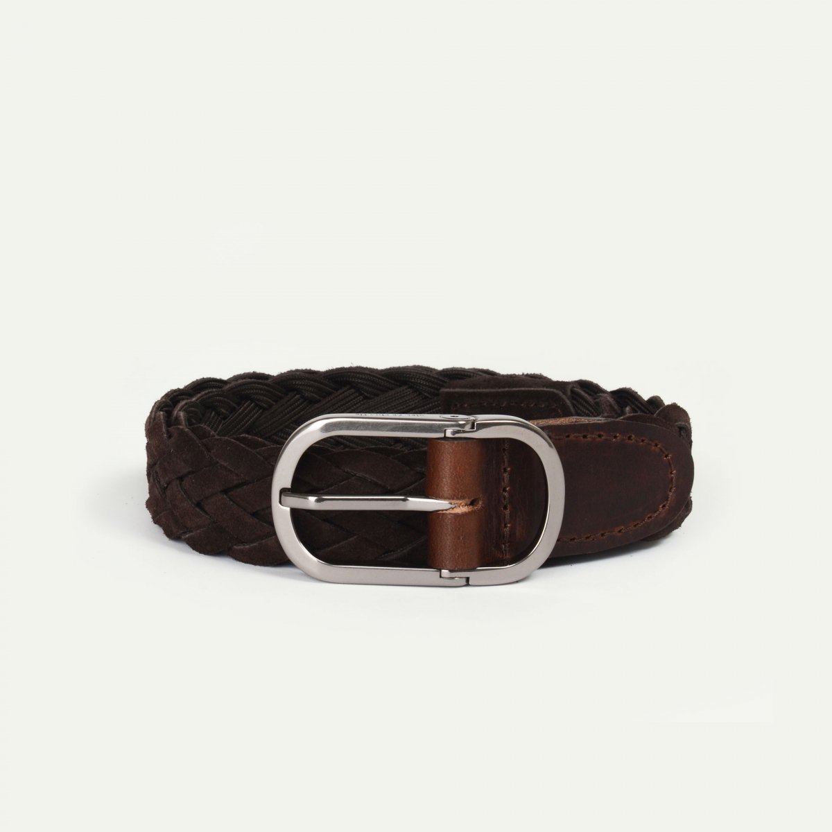 bleu de chauffe Ceinture en cuir pour Homme - "Cliquet" cuir tressée - Marron Brun suédé - Bleu de Chauffe