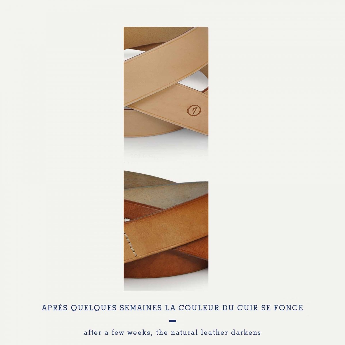 Bleu De Chauffe Ceinture En Cuir Pour Homme Et Femme - Manille Naturel - Cuir Végétal