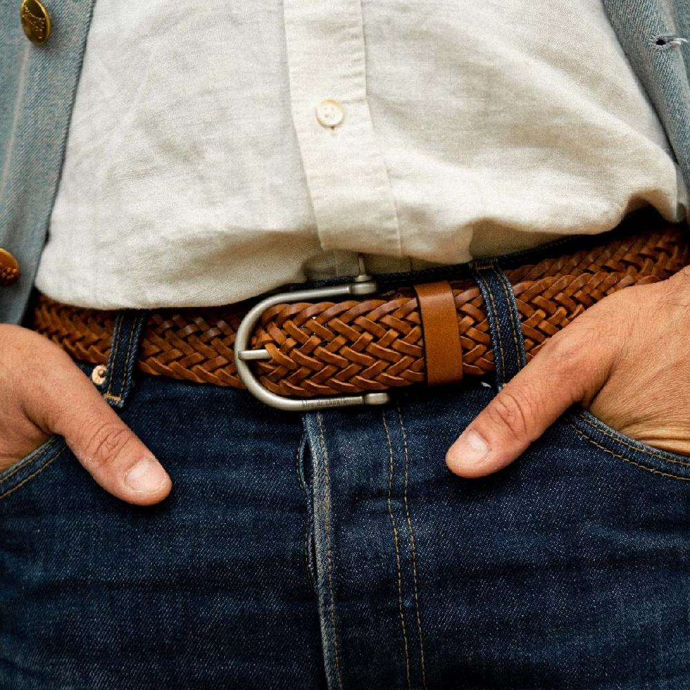 Bleu De Chauffe Ceinture Fabriqué En France - Manille Tressée - Pain Brulé