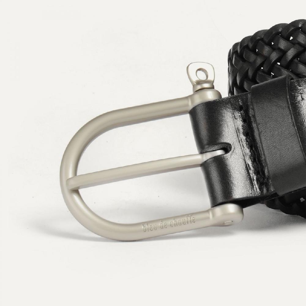 Bleu De Chauffe Ceinture Homme En Cuir Noir - Made In France - Ceinture Manille