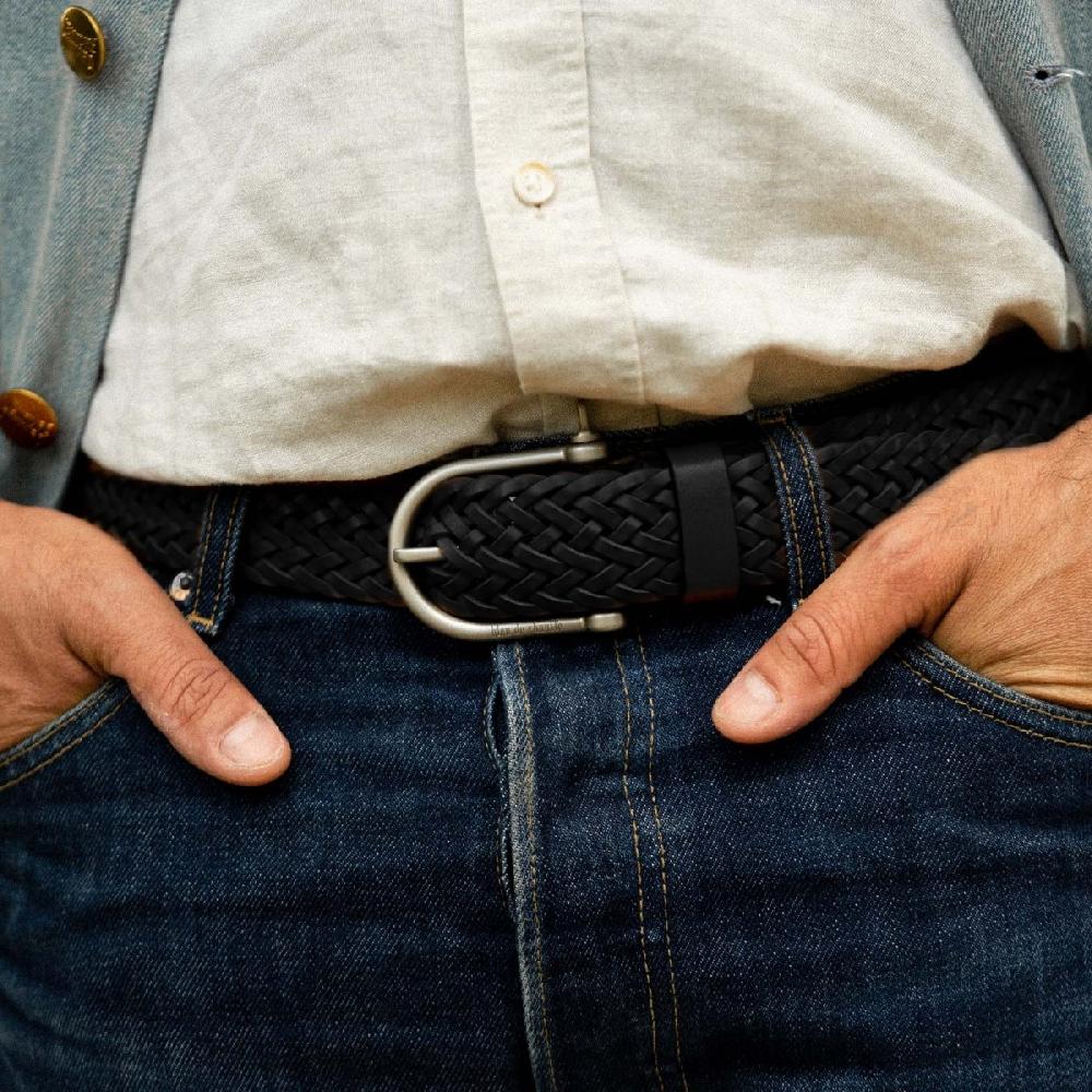 Bleu De Chauffe Ceinture Homme En Cuir Noir - Made In France - Ceinture Manille