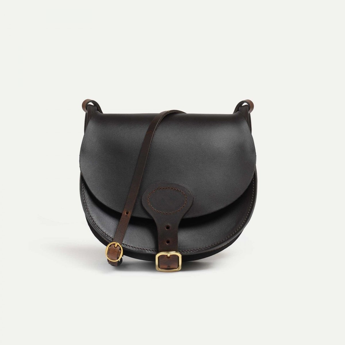 Bleu De Chauffe Gibecière Diane M - Marron Brun - Sac Cuir Femme Made In France