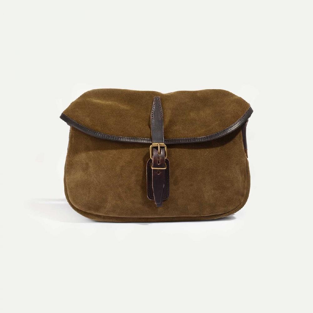 bleu De Chauffe Musette Du Pêcheur XS / Cuir Velours - Tabacco - Sac Besace Cuir