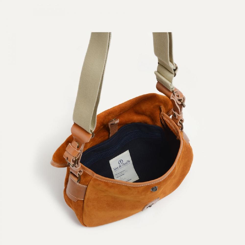 Bleu De Chauffe Musette Du Pêcheur XS / Ocre - Sac Besace Cuir Homme Et Femme - Bleu De Chauffe