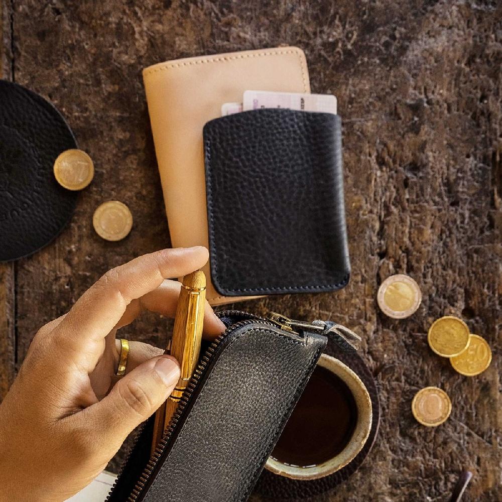 Bleu De Chauffe Porte Cartes Visites Intro - Marron Brun I Accessoire Cuir