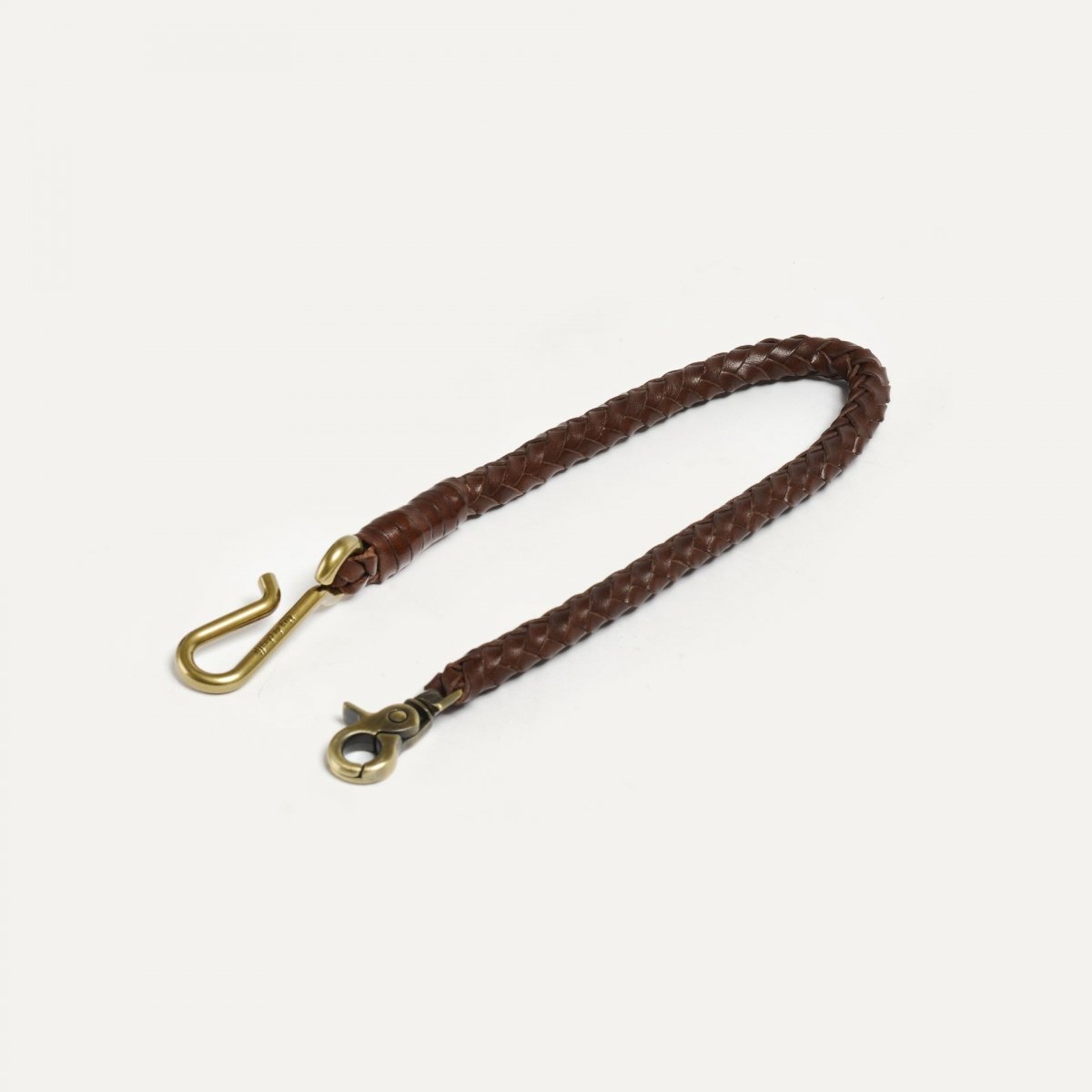 Bleu De Chauffe Porte Clé Cuir Tressé Hook L - Marron Brun