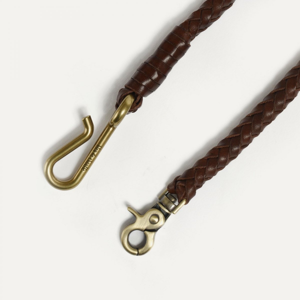 Bleu De Chauffe Porte Clé Cuir Tressé Hook L - Marron Brun