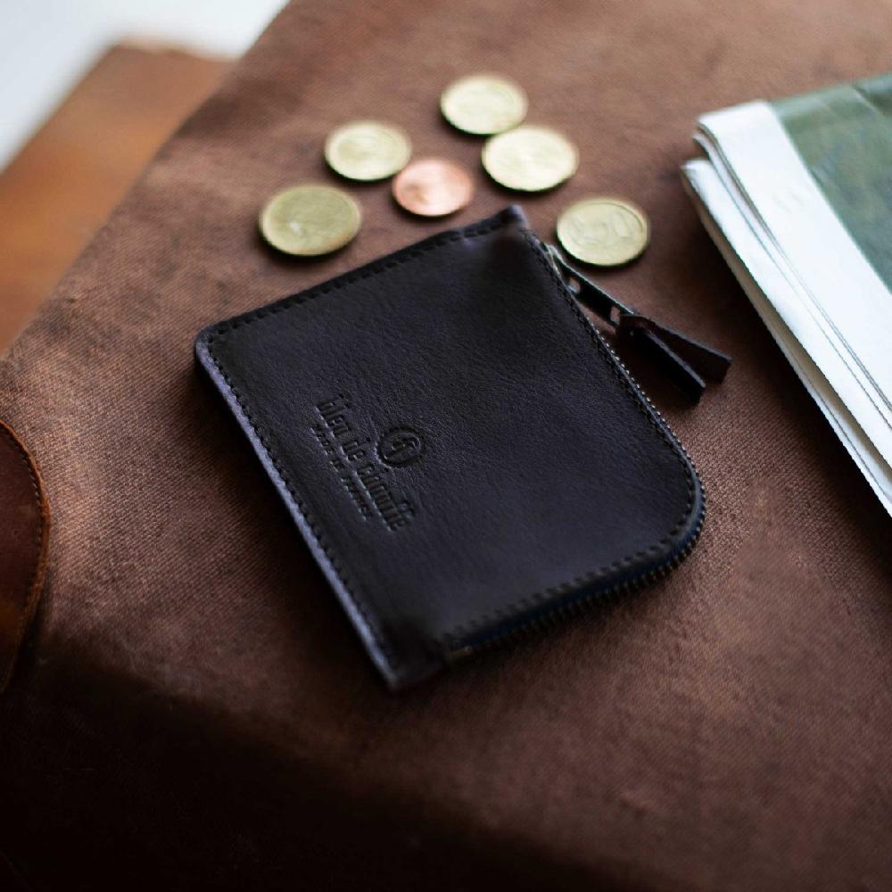 Bleu De Chauffe Porte Monnaie Cuir Zippé As - Marron Brun