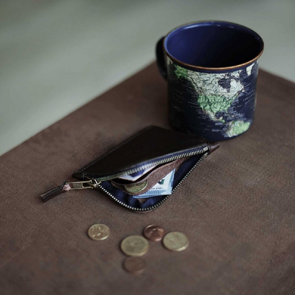 Bleu De Chauffe Porte Monnaie Cuir Zippé As - Marron Brun