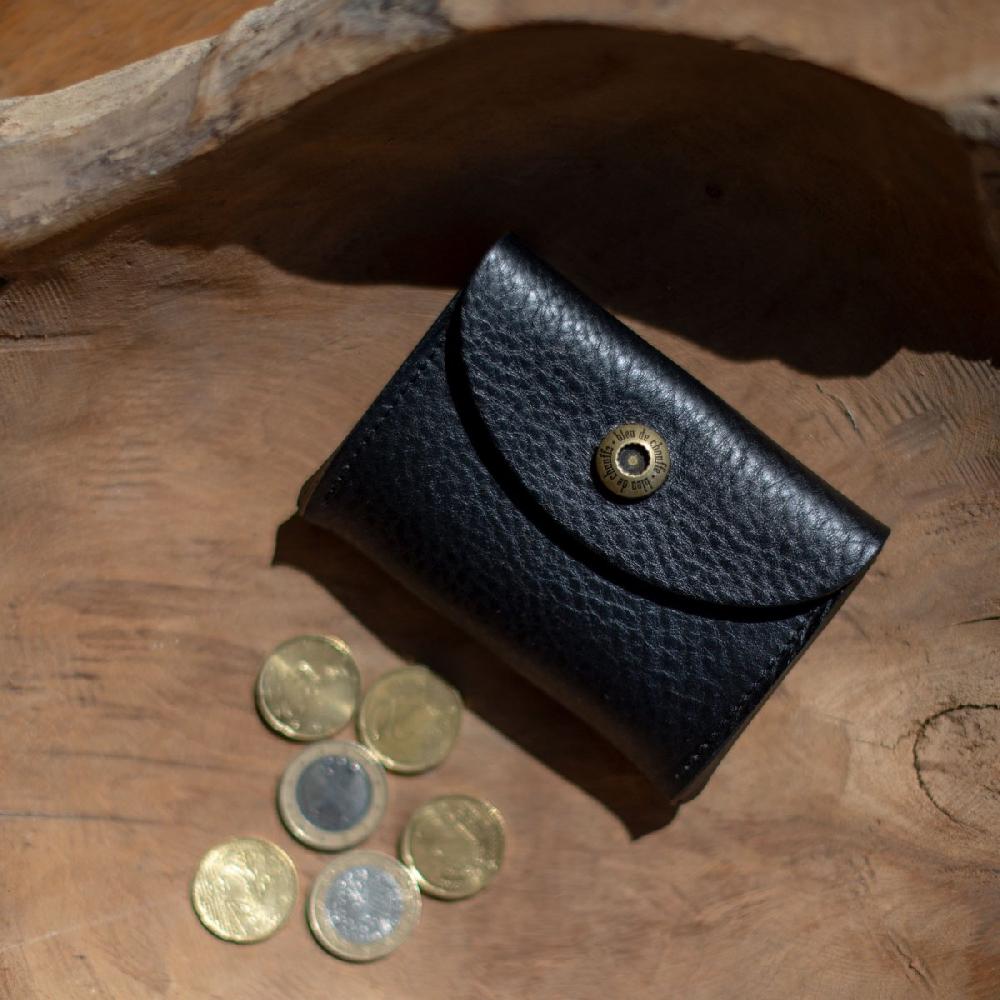 Bleu De Chauffe Porte Monnaie Talbin - Cuir Tanné Végétal I Made In France