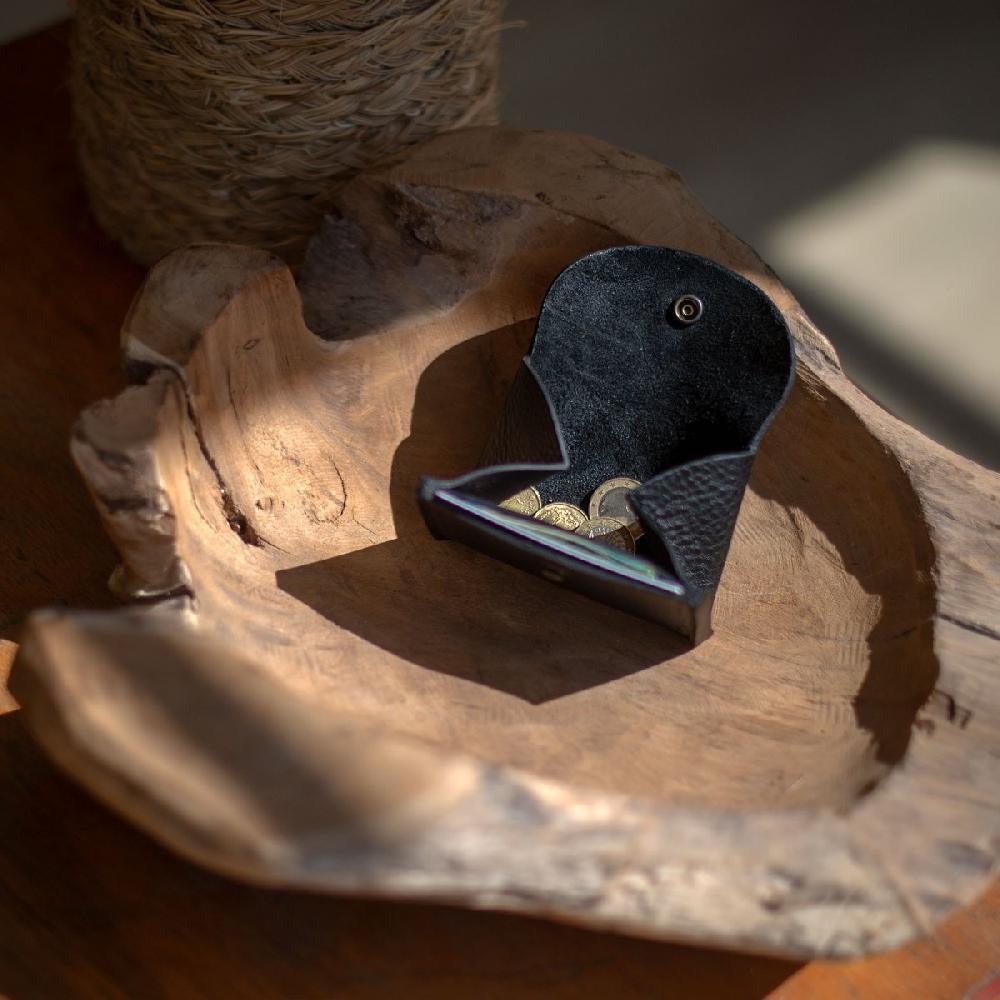 Bleu De Chauffe Porte Monnaie Talbin - Cuir Tanné Végétal I Made In France