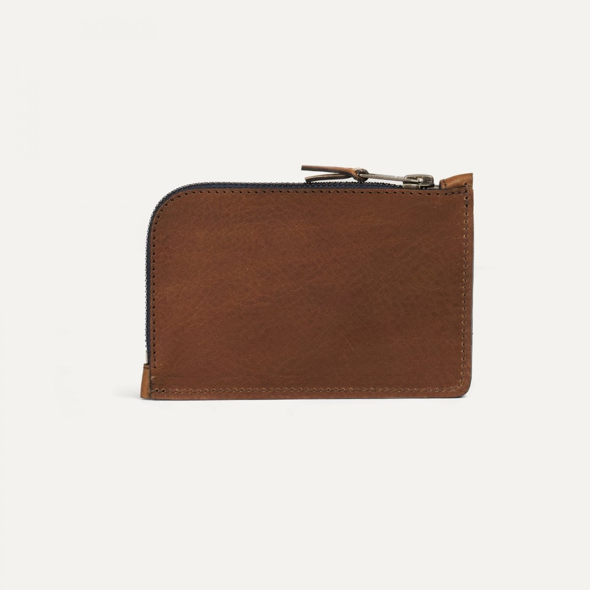 Bleu De Chauffe Porte Monnaie Zippé Pogon - Cuir Tanné Végétal I Made In France