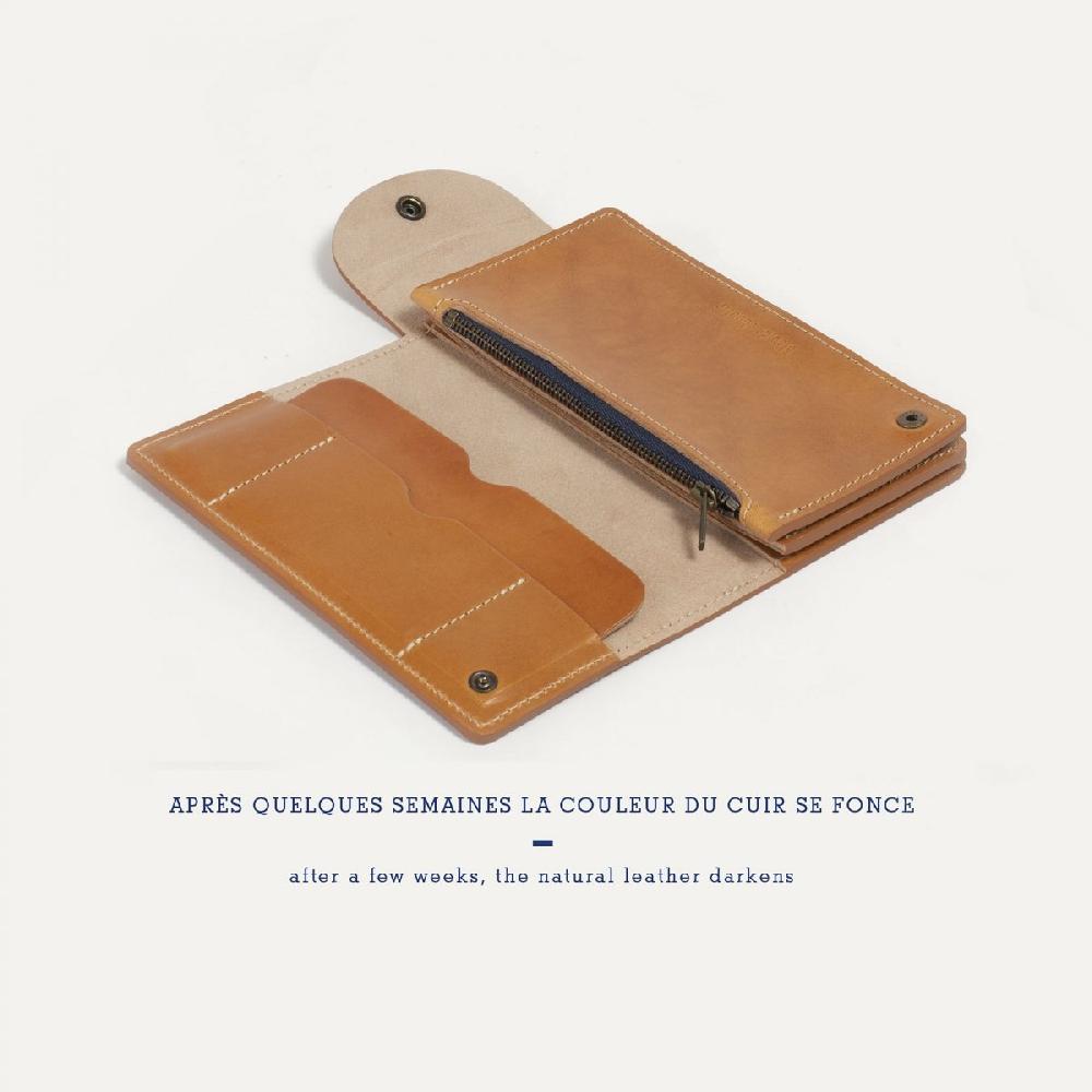 Bleu De Chauffe Portefeuille En Cuir Homme Corto - Naturel - Accessoire Cuir Made In France