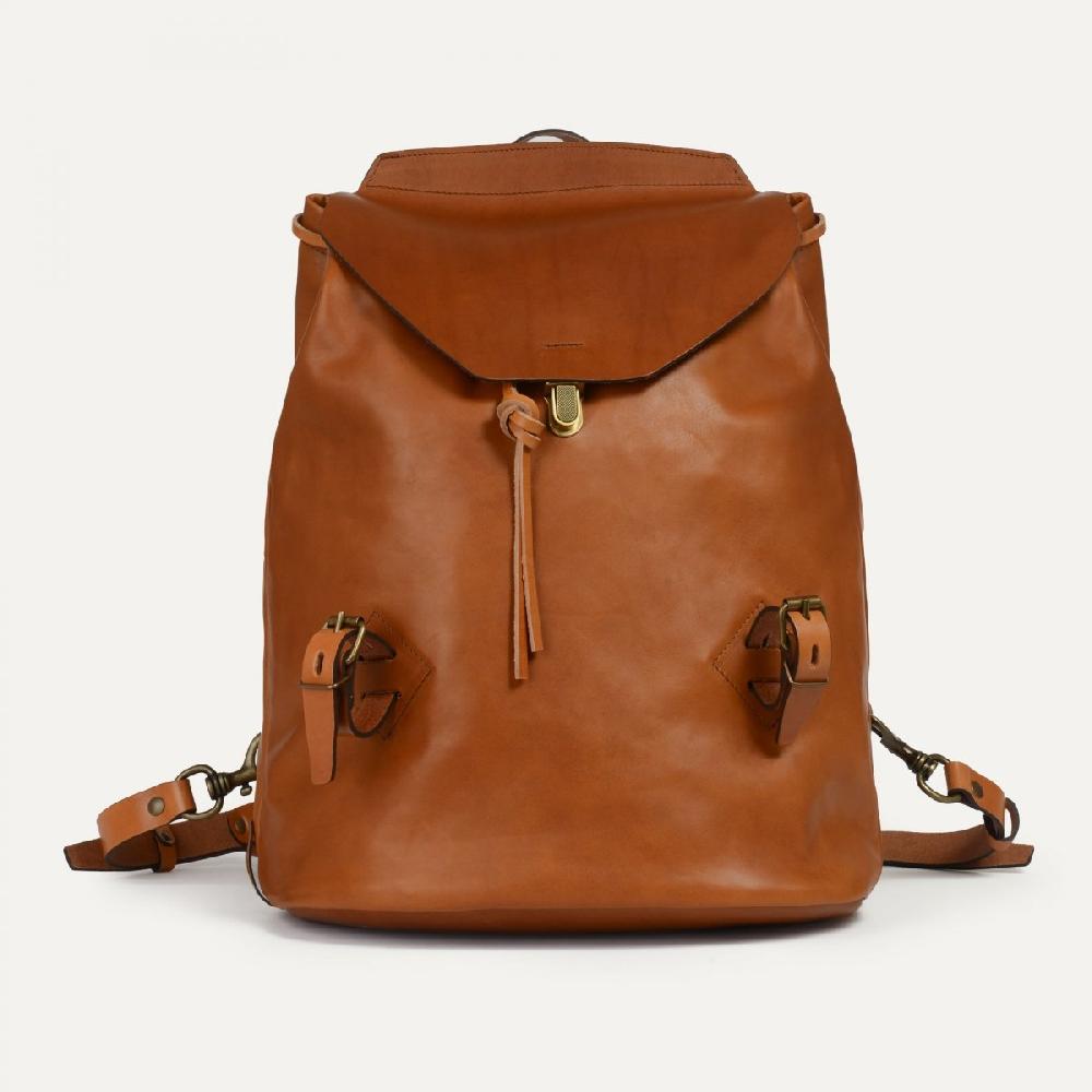 Bleu De Chauffe Sac à Dos Zibeline - Havane - Sac à Dos Cuir Homme Fabriqué En France