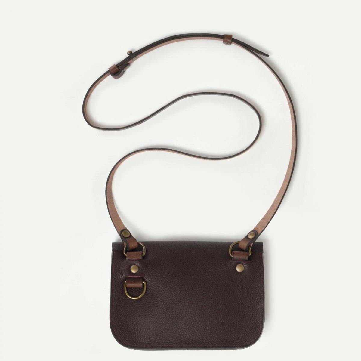 Bleu De Chauffe Sac à Main Cuir Femme Made In France - Cartouchière Carbure - Tourbe - Sac Besace Cuir - Sac Bandoulière Cuir