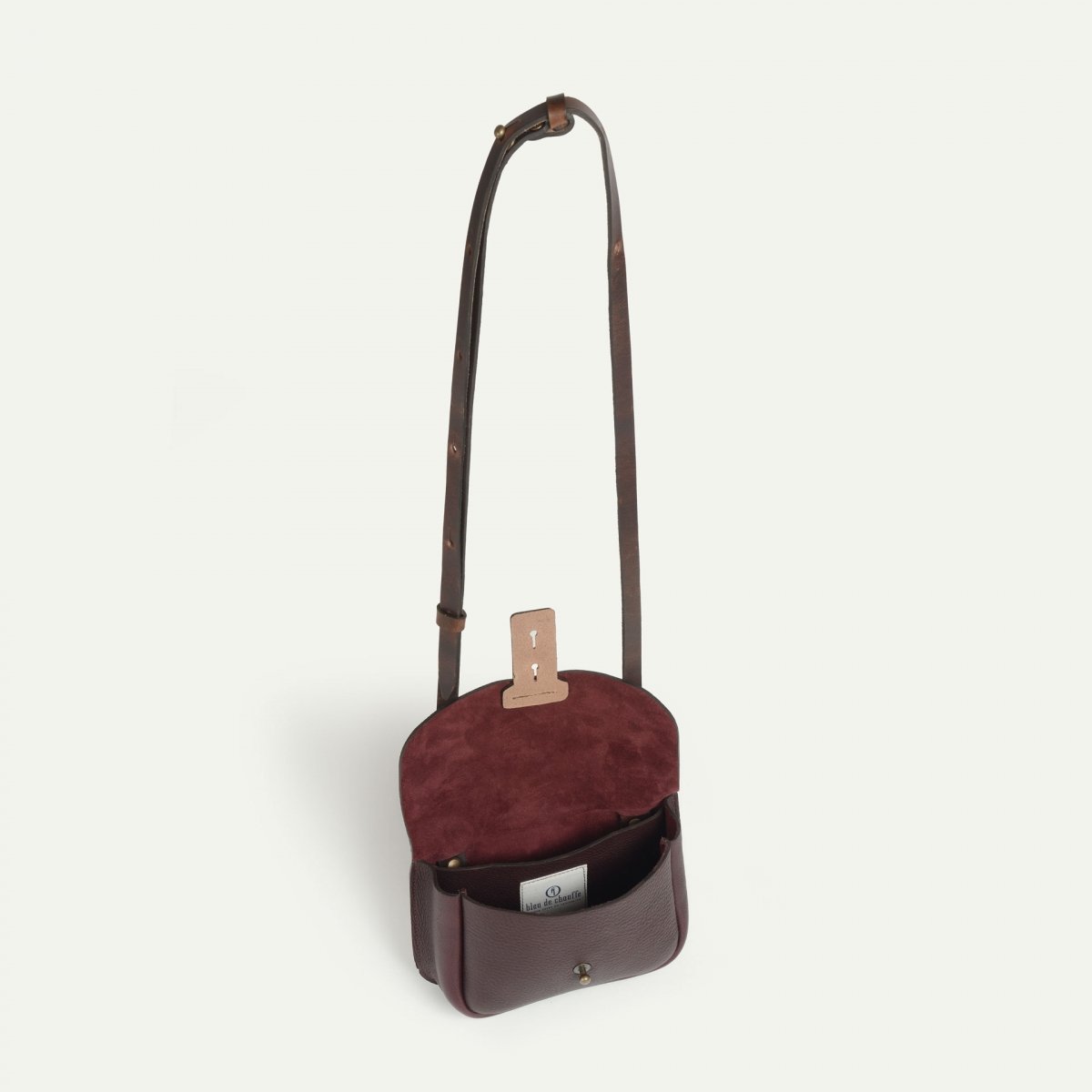 Bleu De Chauffe Sac à Main Cuir Femme Made In France - Cartouchière Carbure - Tourbe - Sac Besace Cuir - Sac Bandoulière Cuir