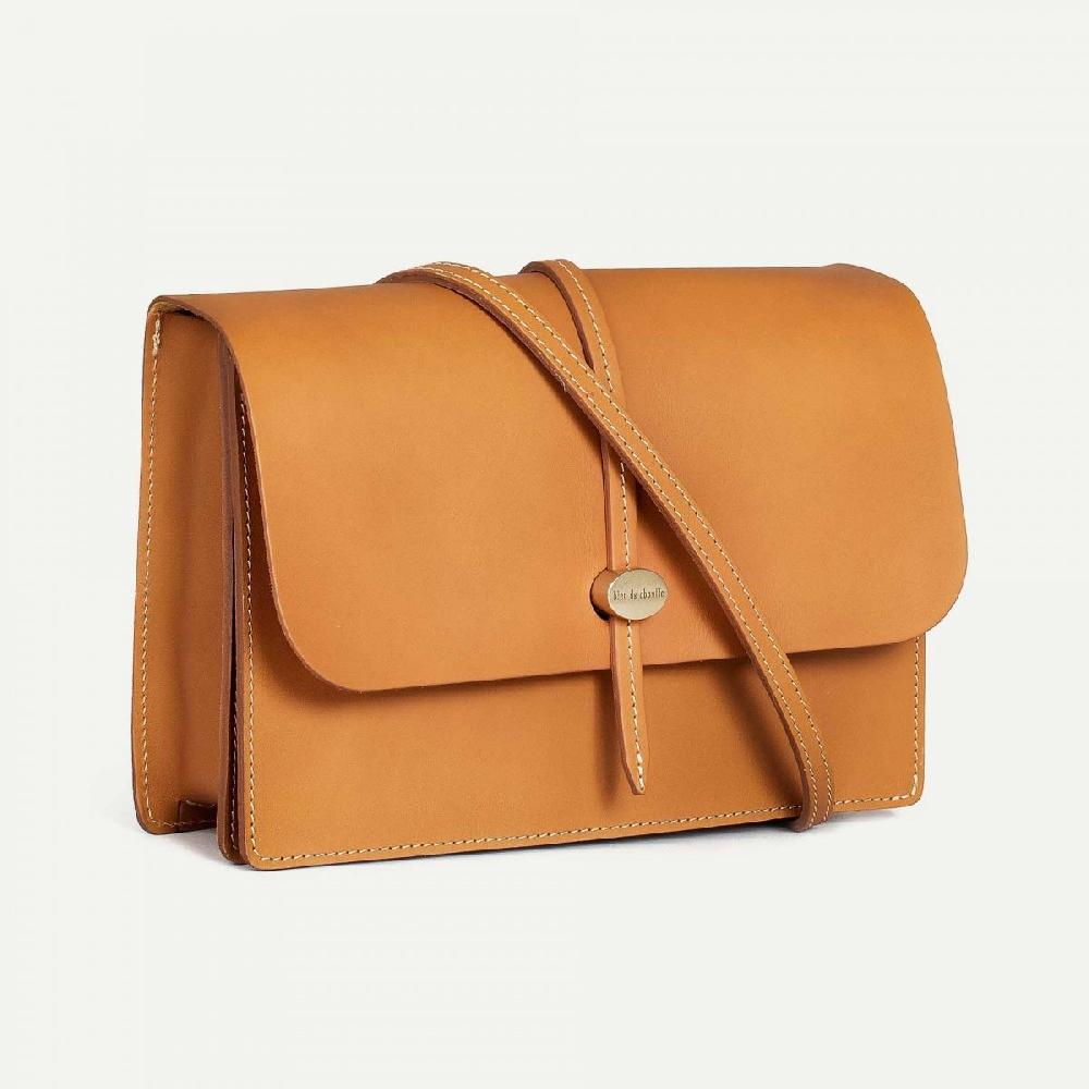 Bleu De Chauffe Sac à Main Pochette Cuir Femme Jordi - Miel - Fabriqué En France