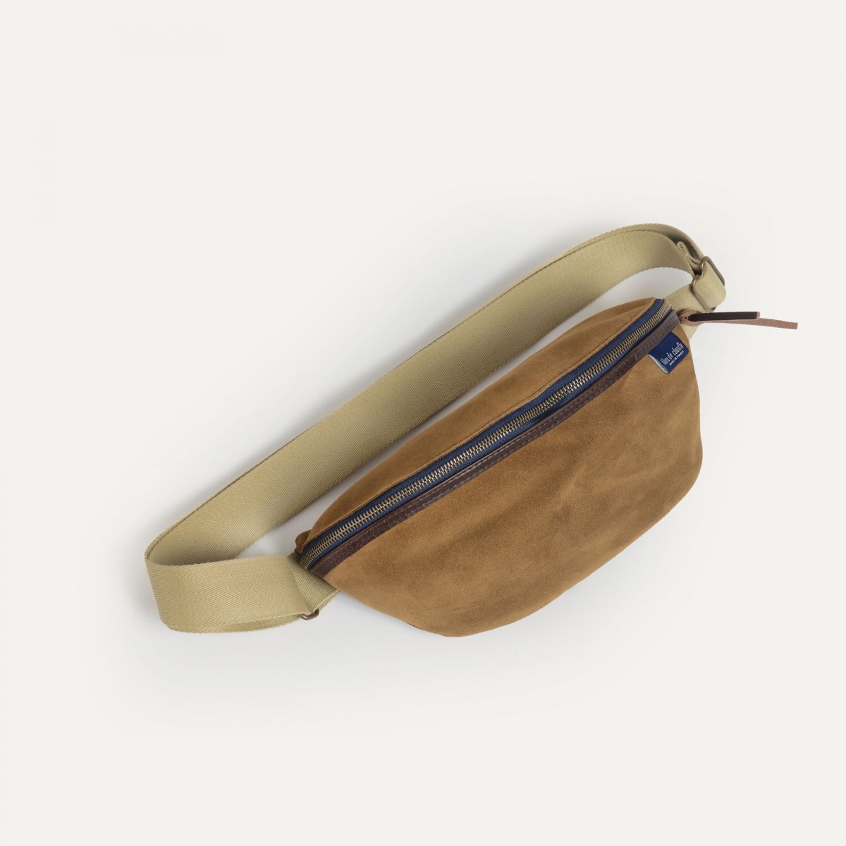Bleu De Chauffe Sac Banane New Beat / Cuir Velours - Tabac