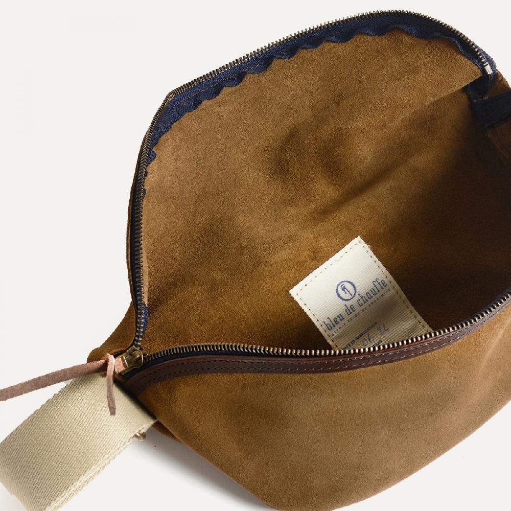 Bleu De Chauffe Sac Banane New Beat / Cuir Velours - Tabac